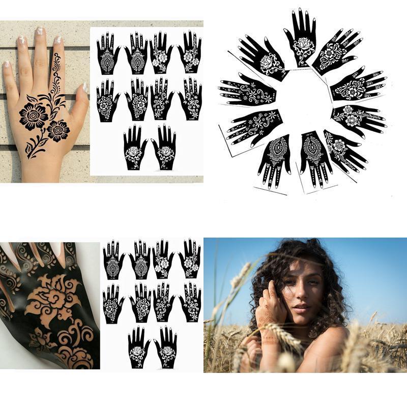 Henna Stencil Tattoo (10 Sheets) Self-Adhesive Body Art Templates Henn –  TEMPOTATS